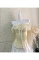 mshop Pure White Summer Multiple Ways to Wear Lace White Shirt - LIGHT YELLOW