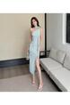 Summer 2025 New Light Blue Color Dress - Women's French Popular Long Dress Skirt Waist-Slimming Long Dress