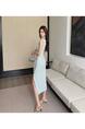 Summer 2025 New Light Blue Color Dress - Women's French Popular Long Dress Skirt Waist-Slimming Long Dress