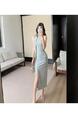 Summer 2025 New Light Blue Color Dress - Women's French Popular Long Dress Skirt Waist-Slimming Long Dress