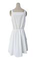 Summer Korea Dongdaemun Chic Heavy Industry Stripes Design Drawstring Waist-Tight Large Pocket Sling Dress with Lining in White