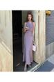 Real Shot 2025 Spring/Summer New Purple Swing Collar Design Waist Trimming Lace-Up Slimming Temperament Dress in Lavender - Female Mid-Length Skirt