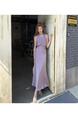 Real Shot 2025 Spring/Summer New Purple Swing Collar Design Waist Trimming Lace-Up Slimming Temperament Dress in Lavender - Female Mid-Length Skirt