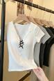 White Real Shot Cost-Effective No Reduction 25 Years New Bow V-neck Short-Sleeved T-shirt Slim Slimming Hot Girl Lace Stitching Coat