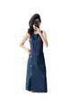 Navy Real Shot Spot 2025 Summer New Loose Straight Dress Plus Size Hong Kong Style Denim Midi Dress Sleeveless Round Neck