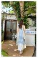 High Quality and Quality! Light Blue Plaid Suspender Skirt Dress New Summer False Two-Piece Patchwork Lace Design Dress