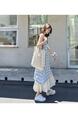 High Quality and Quality! Light Blue Plaid Suspender Skirt Dress New Summer False Two-Piece Patchwork Lace Design Dress