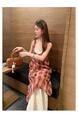 High Quality and Quality! Red Plaid Suspender Skirt Dress New Summer False Two-Piece Patchwork Lace Design Dress