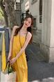 High Quality and Quality! Summer Small Look Tall French Style Temperament Gentle Bright Yellow Gallus Dress Women's Clothing