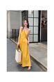 High Quality and Quality! Summer Small Look Tall French Style Temperament Gentle Bright Yellow Gallus Dress Women's Clothing