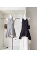 Real shot and real price for summer vacation, fresh and age-reducing plaid halter neck vest suspender dress in navy blue, irregular and slim.