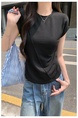 Real Shot Cost-Effective Round Neck Short-Sleeved T-shirt for Women in Black Summer 2025 New Flying Sleeves Casual Versatile Loose Top