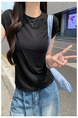 Real Shot Cost-Effective Round Neck Short-Sleeved T-shirt for Women in Black Summer 2025 New Flying Sleeves Casual Versatile Loose Top