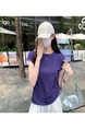 Real Shot Cost-Effective Round Neck Short-Sleeved T-shirt for Women in Purple Summer 2025 New Flying Sleeves Casual Versatile Loose Top
