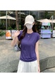 Real Shot Cost-Effective Round Neck Short-Sleeved T-shirt for Women in Purple Summer 2025 New Flying Sleeves Casual Versatile Loose Top