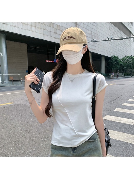 Real Shot Cost-Effective Round Neck Short-Sleeved T-shirt for Women in White Summer 2025 New Flying Sleeves Casual Versatile Loose Top