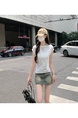 Real Shot Cost-Effective Round Neck Short-Sleeved T-shirt for Women in White Summer 2025 New Flying Sleeves Casual Versatile Loose Top