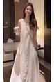 High Quality and Quality! Summer New Sleeveless Dress Slimming Versatile A-line Dress Anti-Aging Elegant Vest Skirt in White