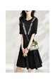 Hepburn Wind Black Dress Women's Summer New Loose Slimming and Fashionable Women's Clothing Skirts Elegant Stitching Design Skirt in Black