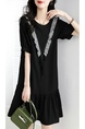 Hepburn Wind Black Dress Women's Summer New Loose Slimming and Fashionable Women's Clothing Skirts Elegant Stitching Design Skirt in Black