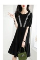 Hepburn Wind Black Dress Women's Summer New Loose Slimming and Fashionable Women's Clothing Skirts Elegant Stitching Design Skirt in Black