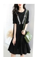 Hepburn Wind Black Dress Women's Summer New Loose Slimming and Fashionable Women's Clothing Skirts Elegant Stitching Design Skirt in Black