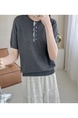 Real Shot of a Large Number of Spot 2025 New Tencel Lace Women's Versatile Round Neck Short-Sleeved Knitted Tops in Gray
