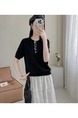 Real Shot of a Large Number of Spot 2025 New Tencel Lace Women's Versatile Round Neck Short-Sleeved Knitted Tops in Black