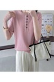 Real Shot of a Large Number of Spot 2025 New Tencel Lace Women's Versatile Round Neck Short-Sleeved Knitted Tops in Pink