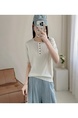 Real Shot of a Large Number of Spot 2025 New Tencel Lace Women's Versatile Round Neck Short-Sleeved Knitted Tops in Cream