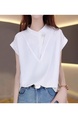 White Stand Collar Short-Sleeved Shirt for Women 2025 New Summer Age-Reducing Fashionable Loose Slim Design Shirt Tops in White