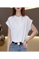 White Stand Collar Short-Sleeved Shirt for Women 2025 New Summer Age-Reducing Fashionable Loose Slim Design Shirt Tops in White