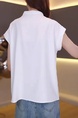 White Stand Collar Short-Sleeved Shirt for Women 2025 New Summer Age-Reducing Fashionable Loose Slim Design Shirt Tops in White