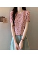 Pink Real Shot Wholesale Price 2025 Summer New Style Small Fresh Gentle Floral Sweet Casual Short-Sleeved Knitted Tops for Women