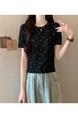 Black Real Shot Wholesale Price 2025 Summer New Style Small Fresh Gentle Floral Sweet Casual Short-Sleeved Knitted Tops for Women
