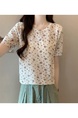 White Real Shot Wholesale Price 2025 Summer New Style Small Fresh Gentle Floral Sweet Casual Short-Sleeved Knitted Tops for Women