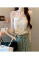 Cream Real Shot Wholesale Price 2025 Summer New Sweet Spicy National Style Retro Chinese Knot Design Camisole with Chest Pad