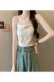 Cream Real Shot Wholesale Price 2025 Summer New Sweet Spicy National Style Retro Chinese Knot Design Camisole with Chest Pad