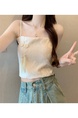 Cream Real Shot Wholesale Price 2025 Summer New Sweet Spicy National Style Retro Chinese Knot Design Camisole with Chest Pad