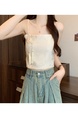 Cream Real Shot Wholesale Price 2025 Summer New Sweet Spicy National Style Retro Chinese Knot Design Camisole with Chest Pad