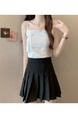 White Real Shot Wholesale Price 2025 Summer New Sweet Spicy National Style Retro Chinese Knot Design Camisole with Chest Pad