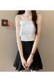 White Real Shot Wholesale Price 2025 Summer New Sweet Spicy National Style Retro Chinese Knot Design Camisole with Chest Pad