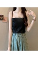 Black Real Shot Wholesale Price 2025 Summer New Sweet Spicy National Style Retro Chinese Knot Design Camisole with Chest Pad