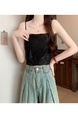 Black Real Shot Wholesale Price 2025 Summer New Sweet Spicy National Style Retro Chinese Knot Design Camisole with Chest Pad