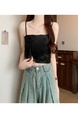 Black Real Shot Wholesale Price 2025 Summer New Sweet Spicy National Style Retro Chinese Knot Design Camisole with Chest Pad