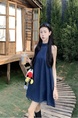 Real Shot Cost-Effective Retro Blue Halter Denim Dress Summer Elegant Slimming Loose Off-Shoulder Camisole Short Skirt in Dark Blue