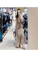 Two-Piece Set! Britney Minimalist Fashion Week/LEM * Style Lace-up Sleeveless Top + Slimming Skirt Slimming Suit in Brown