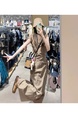 Two-Piece Set! Britney Minimalist Fashion Week/LEM * Style Lace-up Sleeveless Top + Slimming Skirt Slimming Suit in Brown