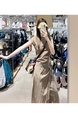 Two-Piece Set! Britney Minimalist Fashion Week/LEM * Style Lace-up Sleeveless Top + Slimming Skirt Slimming Suit in Brown