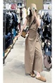 Two-Piece Set! Britney Minimalist Fashion Week/LEM * Style Lace-up Sleeveless Top + Slimming Skirt Slimming Suit in Brown